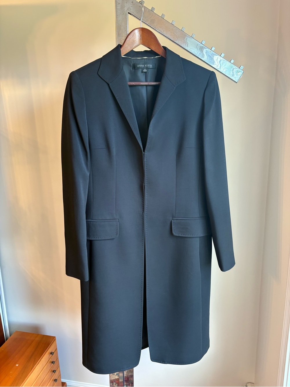 Anne Klein Black Longline Trench Coat